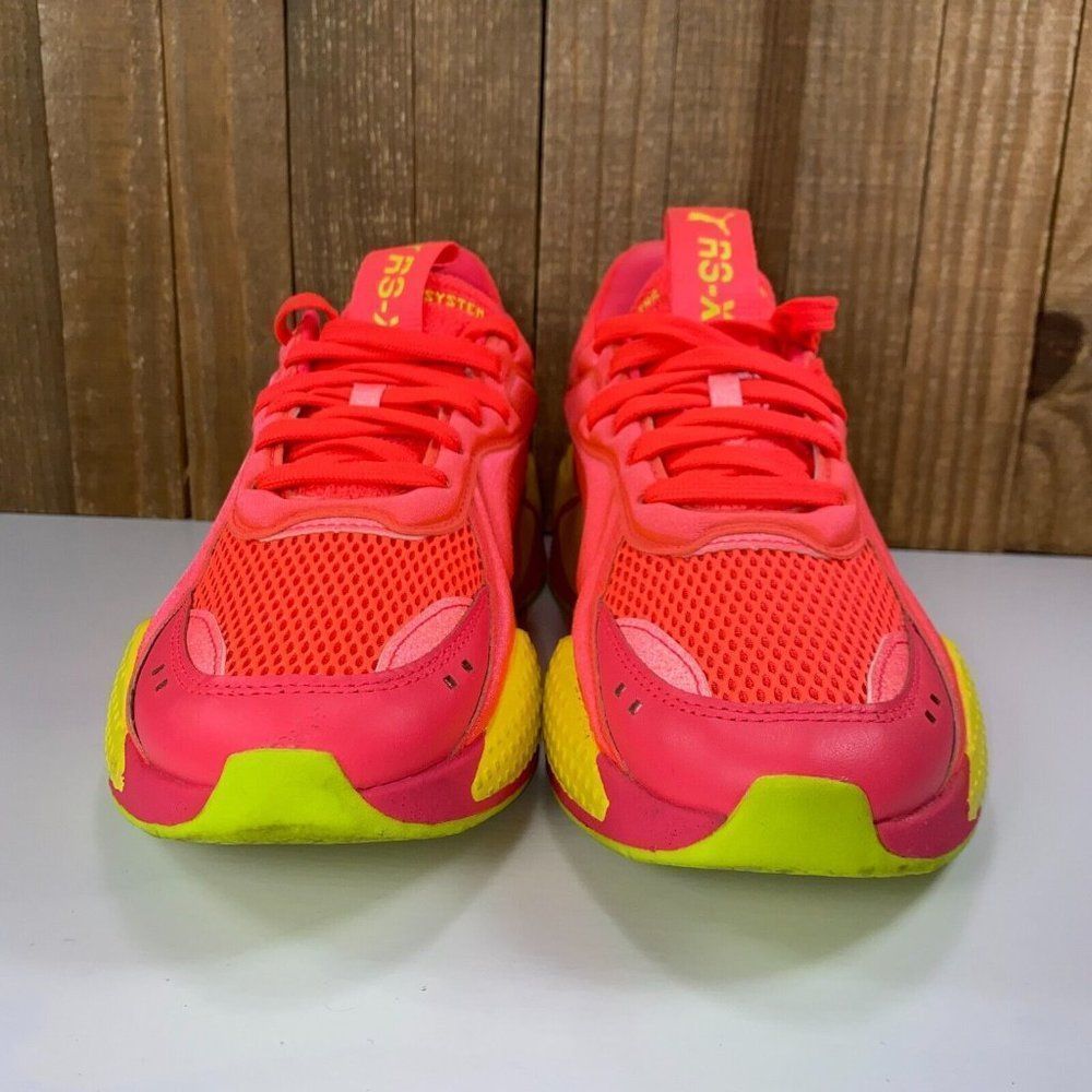 Puma Rs-X Soft Case Womens 8 Pink Alert Yellow Neon Athletic Running Shoes View 2